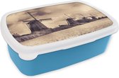 Broodtrommel Blauw - Lunchbox - Brooddoos - Molens - Water - Nederland - 18x12x6 cm - Kinderen - Jongen