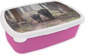 Broodtrommel Roze - Lunchbox - Brooddoos - Olifant - Kalf - Bos - 18x12x6 cm - Kinderen - Meisje