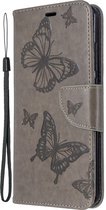 Xiaomi Redmi 8 Hoesje - Mobigear - Butterfly Serie - Kunstlederen Bookcase - Grijs - Hoesje Geschikt Voor Xiaomi Redmi 8