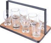 Planche de service en verre à liqueur avec verres Ensemble de 9 pièces - Plateaux de service / plateaux - Verres à shot à liqueur