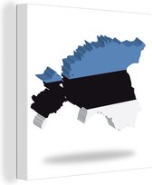 Canvas Schilderij De vorm en de vlag van Estland - 50x50 cm - Wanddecoratie