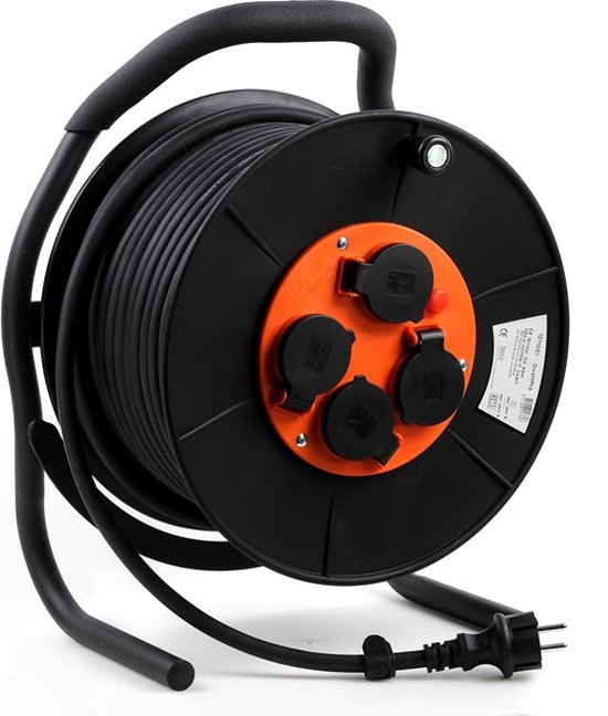 REV Kabelhaspel EX, 40m, H05RR, IP44, 3000W, verlengkabel, buiten, rubberen geaarde stekker, groen