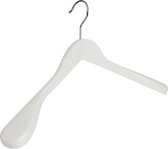 De Kledinghanger Gigant - 4 x Mantel / kostuumhanger lotushout wit gelakt met schouderverbreding, 44 cm