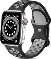 Siliconen Smartwatch bandje - Geschikt voor Apple Watch sport bandje - zwart/grijs - Strap-it Horlogeband / Polsband / Armband - Maat: 42 - 44 - 45 - 49mm