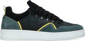 Sacha - Heren - Donkerblauwe nubuck sneakers met gele details - Maat 42