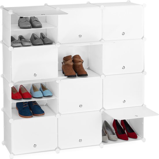 verdwijnen bad slaaf Relaxdays schoenenkast met 24 vakken - modulair - dicht schoenenrek -  vakkenkast groot | bol.com