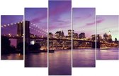 Trend24 - Canvas Schilderij - Manhattan Bij Sunset - Vijfluik - Steden - 100x70x2 cm - Paars