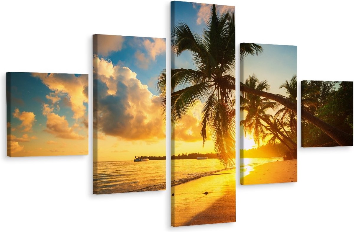 karo-art Schilderij - Tropisch strand Punta Beach, Dominicaanse Republiek, Premium Print Multikleur