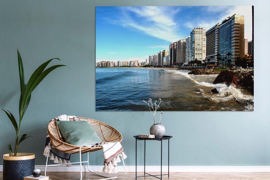 Peintures sur toile - Vagues sur les rochers à Fortaleza au Brésil - 150x100 cm - Décoration murale