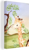 Canvas Schilderij Jungle - Giraffe - Dieren - 20x30 cm - Wanddecoratie