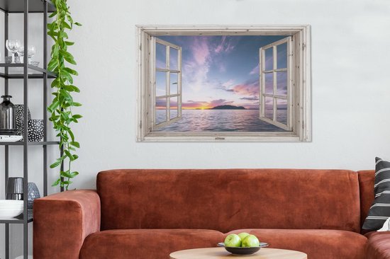 Tableau Toile Transparente - Mer - Île - 140x90 cm - Décoration murale