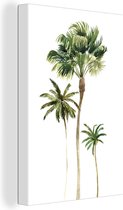 Canvas Schilderij Jungle - Palmboom - Wit - 80x120 cm - Wanddecoratie