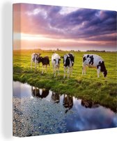 Peinture sur toile Pays- Nederland - Vache - Pâturage - 50x50 cm - Décoration murale