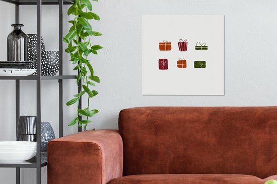 Canvas Schilderij Kerst - Cadeau - Design - 50x50 cm - Wanddecoratie