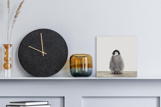 Toile Peinture Pingouin - Animaux - Bébé - 20x20 cm - Décoration murale