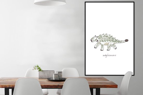 Cadre photo avec affiche - Chambre d'enfant - Dinosaurus - Ankylosaure - Garçons - Filles - Enfants - 80x120 cm - Cadre pour affiche