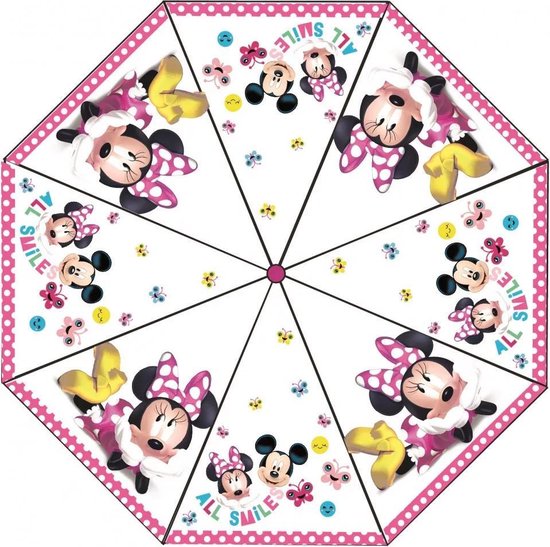Parapluie Minnie Mouse | Parapluie pour Kinder | Transparent | poignée lilas
