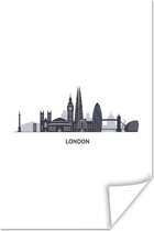 Illustration Skyline 'Londres' sur fond blanc 80x120 cm