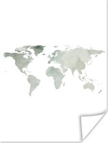 Wereldkaarten - Wereldkaart - Aquarelverf - Minimalisme - 60x80 cm