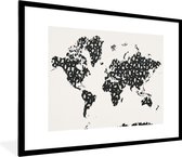 Fotolijst incl. Poster - Wereldkaart - Cijfer - Zwart - 80x60 cm - Posterlijst