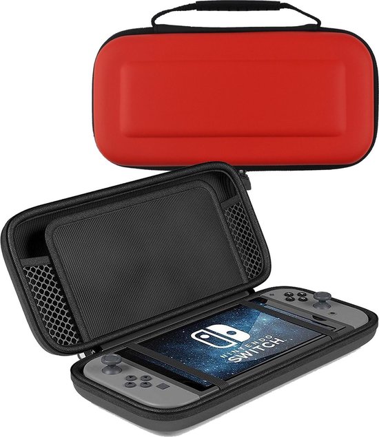 Hoes Geschikt voor Nintendo Switch OLED Case Hard Cover Bescherm Hoesje - Case Geschikt voor Nintendo Switch OLED Hoes - Rood