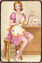 Retro Muur Decoratie uit Metaal Vintage Pinup Girl 20x30cm DU-3493