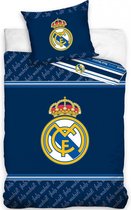 Real Madrid Dekbedovertrek Logo - Eenpersoons - 140  x 200 cm - Blauw