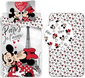 Disney Minnie Mouse Paris - Dekbedovertrek - Eenpersoons - 140 x 200 cm - Multi - Inclusief hoeslaken