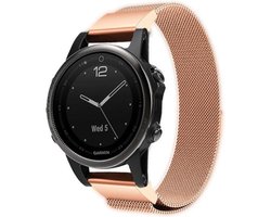 Stalen bandje milanees geschikt voor Garmin Fenix 9 (43mm) / 9 Pro (43mm) 8 - 43mm / Fenix 7s (Pro - Solar - Sapphire Solar) / Fenix 6s (Pro - Sapphire) / Fenix 5s (Plus - Sapphire) / Epix Pro (Gen 2) 42mm / Instinct 2s - E - Rosegoud