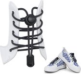 kwmobile set 2x schoenveters - Elastische veters in zwart - Zonder te strikken - Voor dames en heren - Polyester veters - Lengte 120cm - Inkortbaar