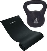 Tunturi - Fitness Set - Fitnessmat 160 x 60 x 0,7 cm - Kettlebell 4 kg