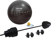 Tunturi - Fitness Set - Vinyl Barbell/Dumbbell Set 50Kg   - Gymball Zwart met Anti Burst 75 cm