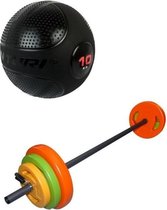 Tunturi - Fitness Set - Halterset 20 kg incl stang - Slam Ball 10 kg