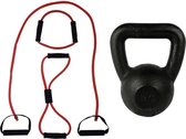 Tunturi - Fitness Set - Tubing Set Rood - Kettlebell 12 kg
