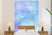 Behang - Fotobehang Waterverf - Lichtblauw - Paars - Abstract - Breedte 195 cm x hoogte 300 cm