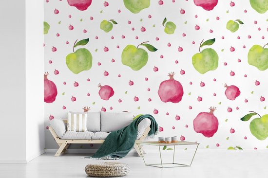 Behang - Fotobehang Appel - Granaatappel - Sjablonen - Breedte 390 cm x hoogte 260 cm
