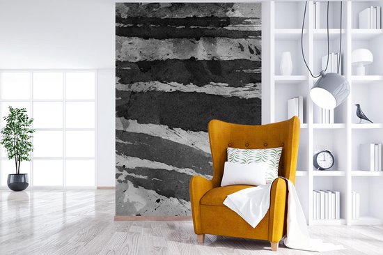 Œuvre abstraite à l'aquarelle et nuances de gris 160x240 cm