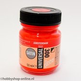 Acrylverf Zijdeglans - Deco - Universal Satin - 300 rood - 50 ml - Amsterdam - 1 stuk