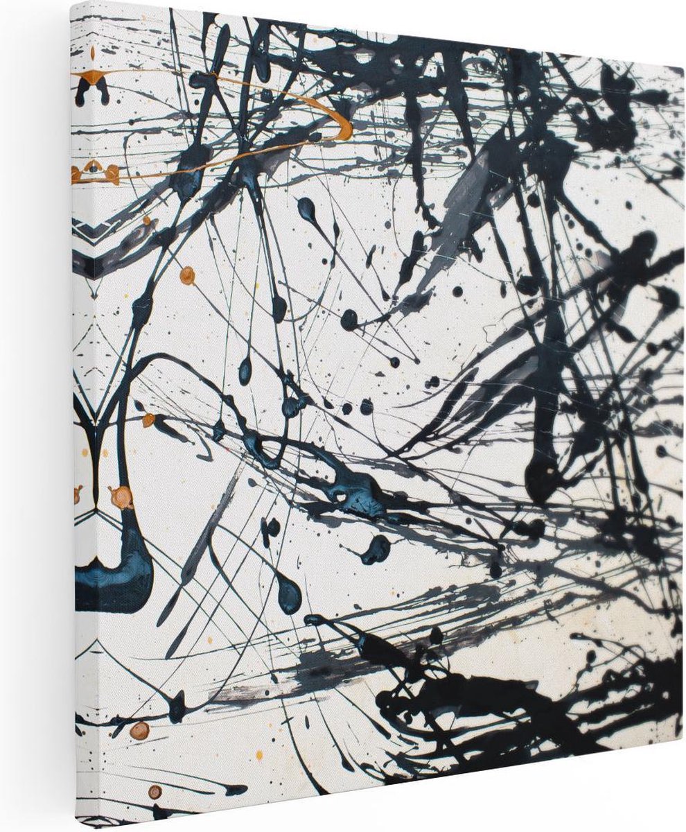 Artaza Canvas Schilderij Abstracte Kunst van Zwarte Verf - 40x40 - Klein - Foto Op Canvas - Canvas Print