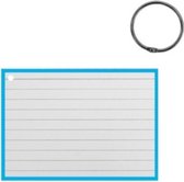 flashcard met clipring A7 papier wit/mintblauw 50 stuks