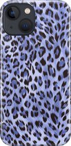 Apple iPhone 13 Mini Telefoonhoesje - Premium Hardcase Hoesje - Dun en stevig plastic - Met Dierenprint - Luipaard Patroon - Paars