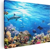 Artaza - Peinture sur toile - Pêche avec récif de corail Water l'eau - 40 x 30 - Klein - Photo sur toile - Impression sur toile