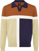 ENZO | Colourblock pullover bruin