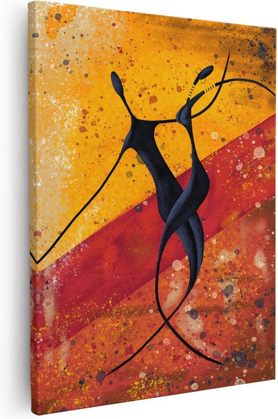 Artaza - Canvas Schilderij - Abstracte Kunst - Dansend Afrikaans Paar - 80x100 - Groot - Foto Op Canvas - Canvas Print