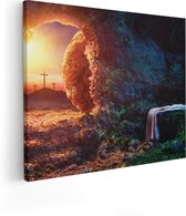 Artaza Canvas Schilderij Kruisiging bij Zonsopgang - Opstanding Jezus - 100x80 - Groot - Foto Op Canvas - Canvas Print