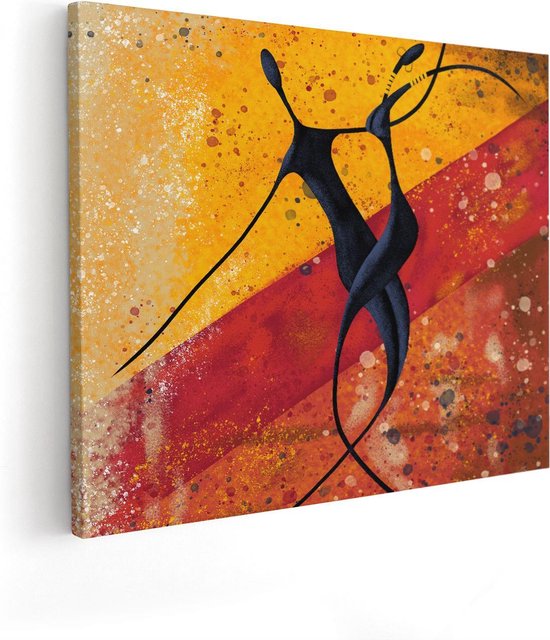 Artaza Canvas Schilderij Abstracte Kunst - Dansend Afrikaans Paar - 100x80 - Groot - Foto Op Canvas - Canvas Print