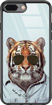 iPhone 8 Plus/7 Plus hoesje glass - Tijger wild | Apple iPhone 8 Plus case | Hardcase backcover zwart