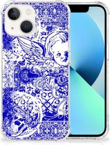 Shockproof Case iPhone 13 Smartphone hoesje met doorzichtige rand Angel Skull Blue