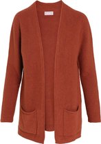 Cassis - Female - Lange cardigan met zakken  - Roodbruin