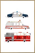 JUNIQE - Poster met kunststof lijst Sirens on the Road -13x18 /Rood &